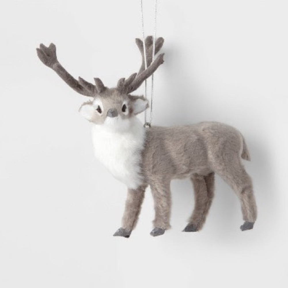 Faux Fur Reindeer Ornament, Gray, NWT - Picture 2 of 3